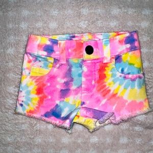 Rainbow Tie Dye Jean Shorts